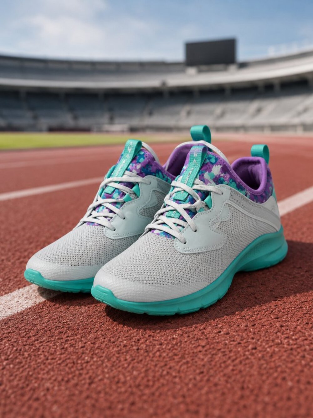 Under Armour 5.5Y White Aqua Purple Running Sneakers Girls Athletic Shoes